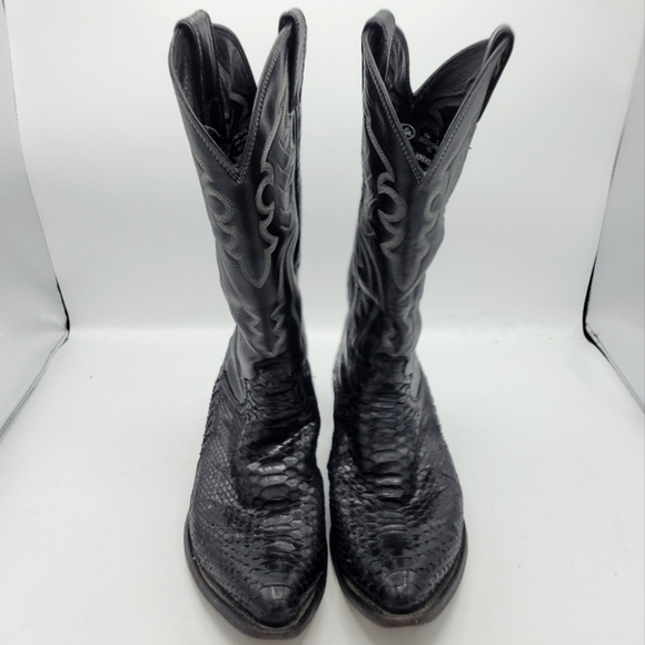 Justin Vintage Black Python Snakeskin Men's Cowboy Boots Handmade Size 8.5 D - Picture 12 of 14